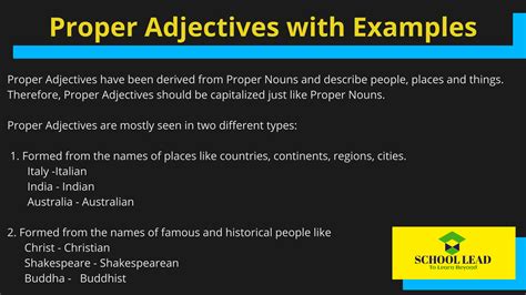 Proper Adjectives | Adjectives, Examples of adjectives, Proper