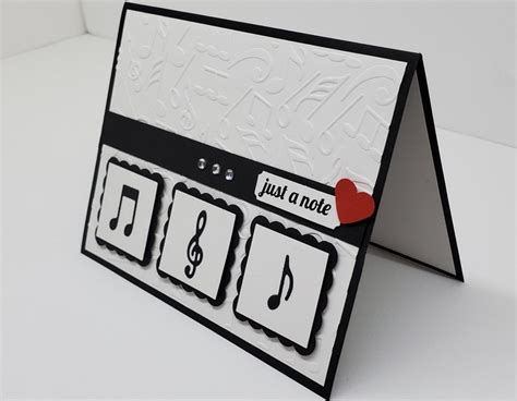 Just A Note Card Embossed Note Card Music Themed Note Card Etsy