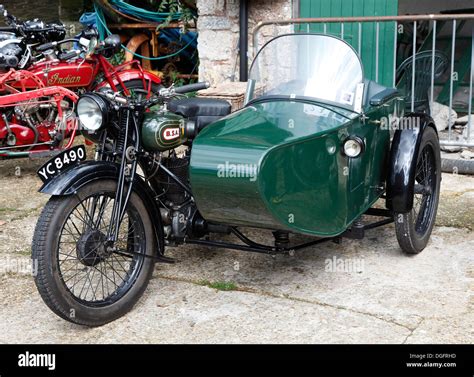 Bsa Motorcycle And Sidecar At Rally Isle Of Wight Hampshire England
