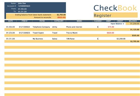 8 Excel Checkbook Register Template Excel Templates E