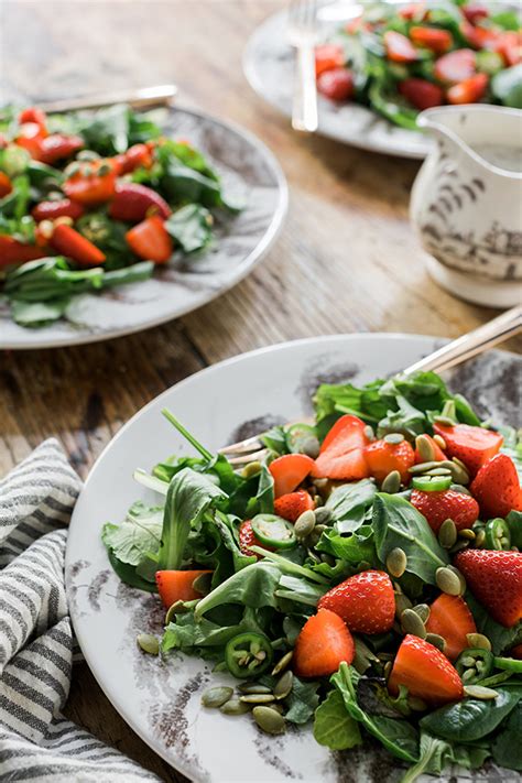 Strawberry Kale Salad With Fresh Jalapenos Pumpkin Seeds And Poppy Seed