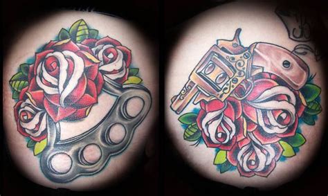Guns And Knuckles Tattoo Brass Knuckles And Pistol Tattoo Flickr