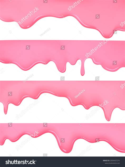 Realistic Set Melted Strawberry Dripping Texture Stock Vector Royalty Free 2009437274