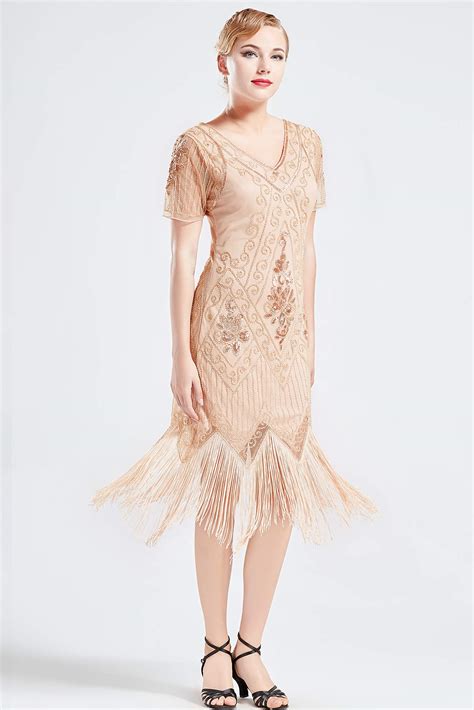 Apc Babeyond 1920s Art Deco Fringed Sequin Dress 20s Flapper Gatsby
