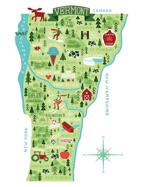 Vermont Illustrated Map On Behance