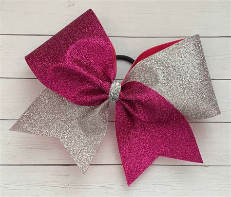 Cheer Bow Hot Pink And Silver Glitter Etsy