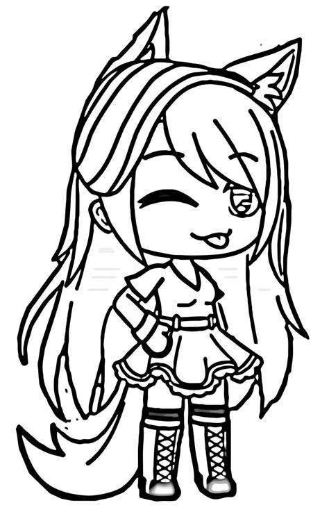 Done Gacha Life Wolf Girl Cute Hd Coloring Page