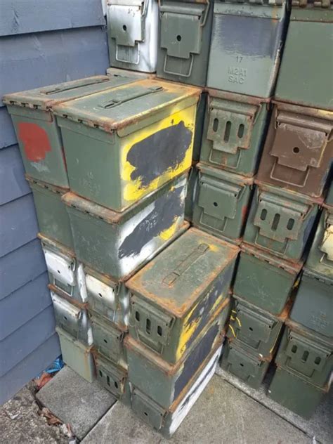 Genuine Military Ammo Box Cal Ammunition Metal Tool Storage Used Army Surplus