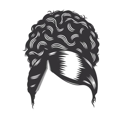Woman Face With Afro Messy Bun Vintage Hairstyles Illustration