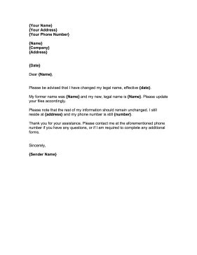 According to your records, my salary was credited every month to my abc bank account (account number). Name Change Notification Letter Template