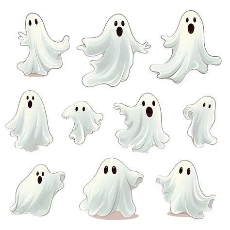 Scary Ghosts Cute Halloween Ghost White Silhouette Vector Boohoo