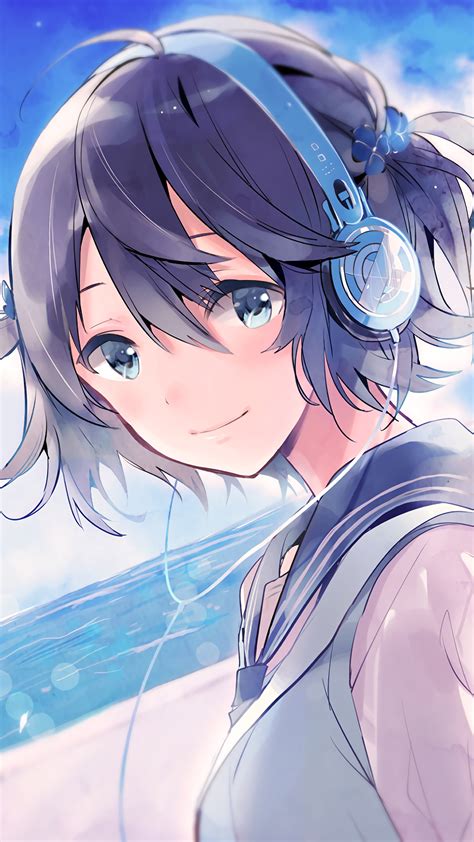 16 Iphone Anime Girl With Headphones Wallpaper Baka