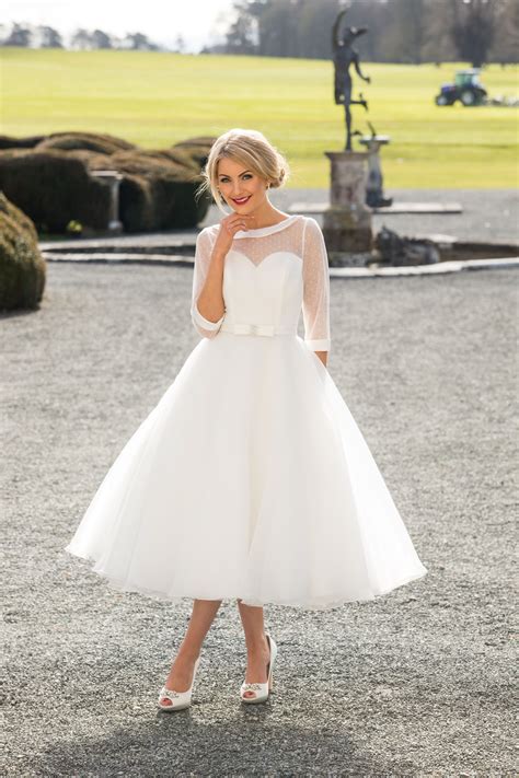 Polka Dot Tulle Tea Length Wedding Dress Tea Length Bridesmaid