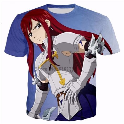 2018 Summer New T Shirts Classic Anime Fairy Tail Characters Erza