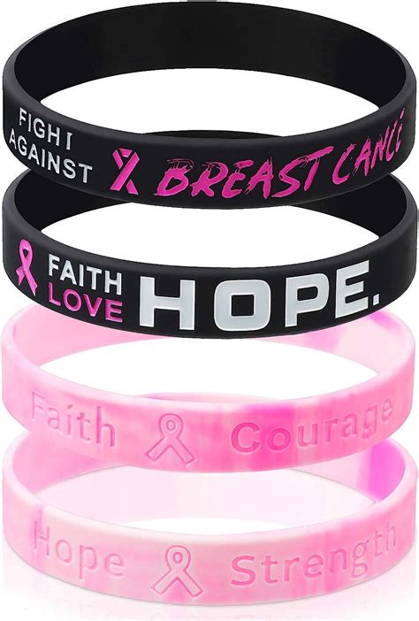 Amazon Com Pieces Breast Cancer Bracelets Cancer Awareness Bracelets Ribbon Silicone