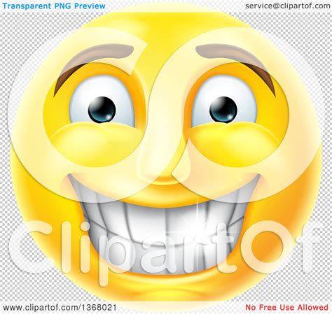 Clipart Of A 3d Yellow Male Smiley Emoji Emoticon Face Grinning With