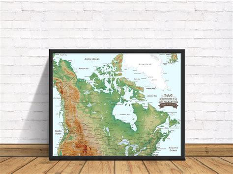 Canada Push Pin Map Topographic With 1000 Pins Modern Map Art