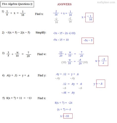 Then we can study what can be learned about the. Math Plane - Algebra Preview 2: 5 Algebra Questions