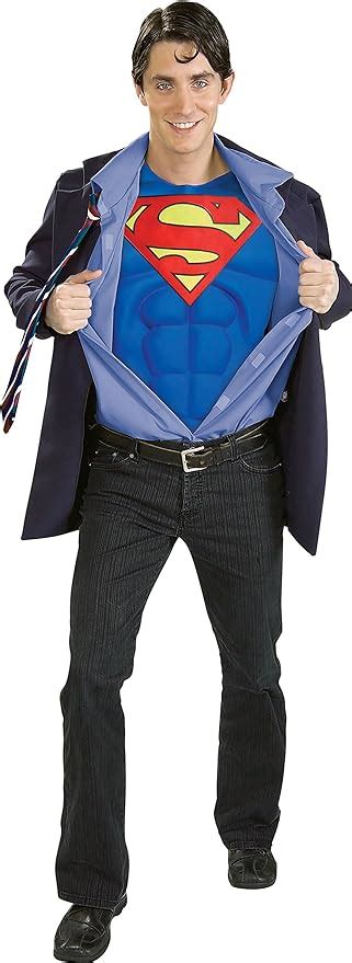 Clark Kent Mens Costume And Glasses Superman Adult Superhero Fancy Dress Outfit Standard Chest