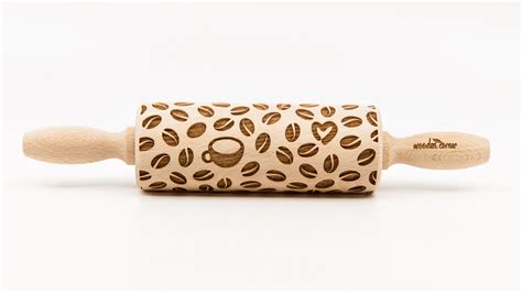 No R186 Coffe Time Rolling Pin Engraved Rolling Pin Rolling Pin