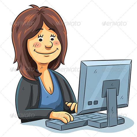A Woman Sitting In Front Of A Computer With Her Hand On The Keyboard
