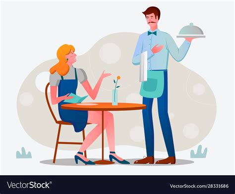 Customer And Waiter In Cafe Royalty Free Vector Image