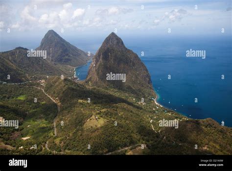 Aerial View Of The Pitons Soufriere Soufriere Saint Lucia Caribbean