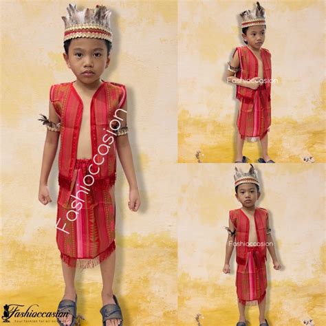 Igorotifugao Boy Costume With Headdress Set For Filipiniana Buwan Ng