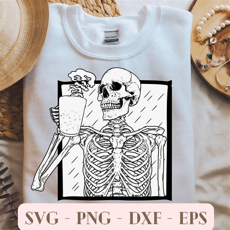 Skeleton Drinking Coffee Svg Coffee Sublimation Death Drinking Coffee