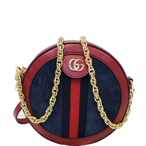 Gucci Ophidia Mini Gg Round Leather Shoulder Crossbody Bag 550618 Red Us