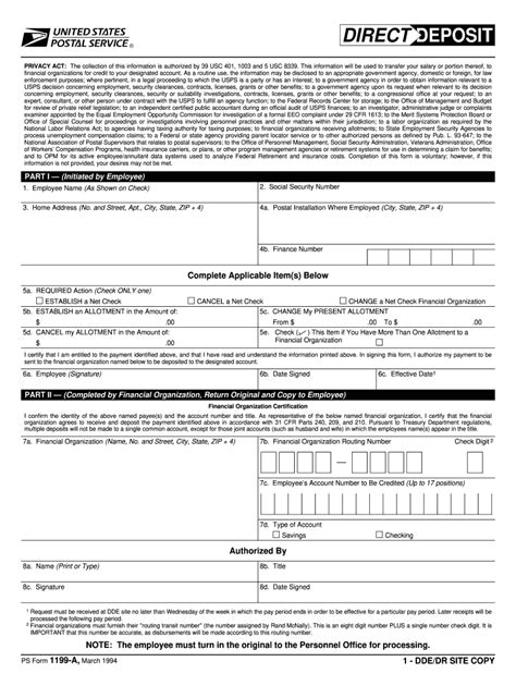 Usps Direct Deposit Form Fill Out And Sign Online Dochub