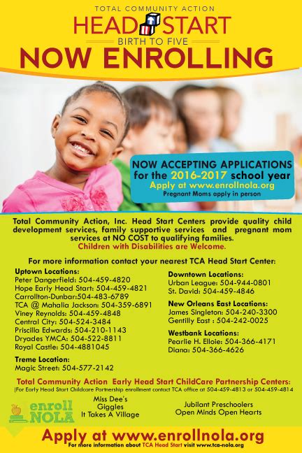 Head start programs offer safe, positive learning environments for children aged three to four to learn, to play, and build the skills that get them ready for kindergarten and beyond. Head Start Program: Now Enrolling | Total Community Action