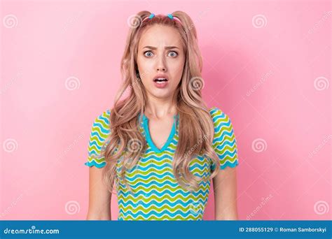Photo Of Worried Nervous Girl Curly Hairdo Wear Knitted Blouse Outfit
