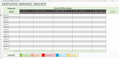 Absence Tracker Employee Absence Tracker Spreadsheet With Employee