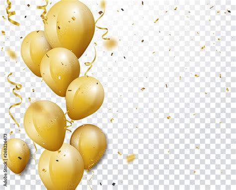 Celebration Background With Gold Confetti And Balloons Stock Vector