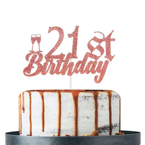 Buy Rose Gold Glitter 21st Birthday Cake Topper Happy 21st Birthday Cake Topper 21st Birthday