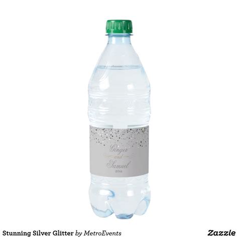 Stunning Silver Glitter Water Bottle Label Zazzle Glitter Water