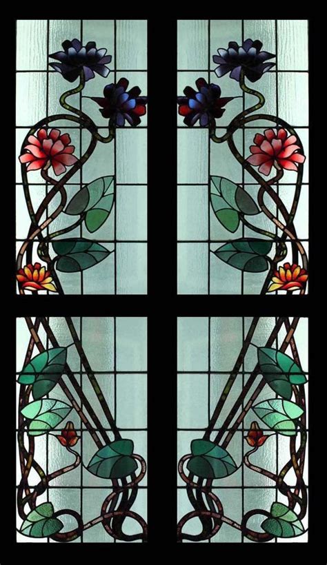 Floral Art Nouveau Stained Glass Patterns Download Free Mock Up