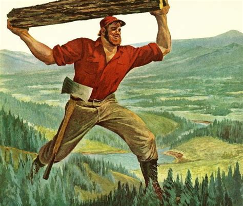 Print Of A Painting If Paul Bunyan Carrying A Log Above His Head Paul Bunyan Paul Bunyan Art