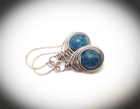 Sterling Silverwire Earrings Wire Wrapped Jewelry Etsy