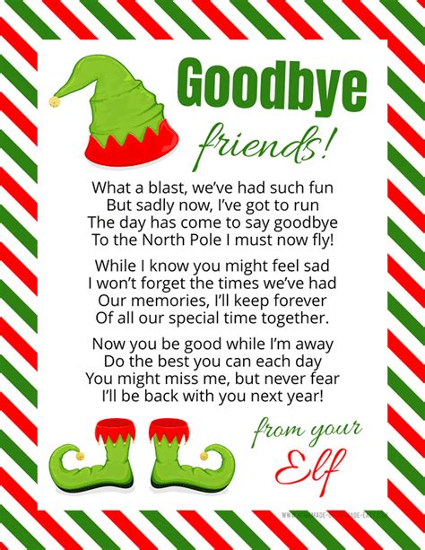 Free Printable Elf Goodbye Letters Farewell From Elf On The Shelf Elf In A Jar Awesome