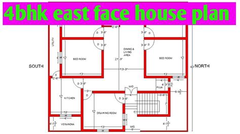 4bhk East Facing House Plan 46x43 Puja Room Guest Room Rent
