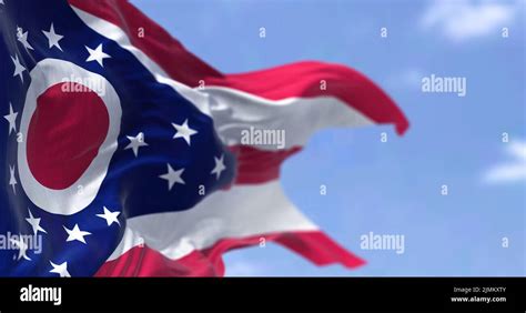 The Us State Flag Of Ohio Waving In The Wind Stock Photo Alamy