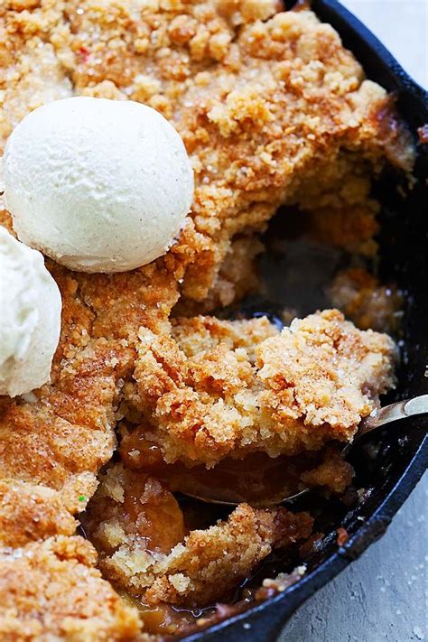 Chocolate brownies with fewer calories. Peach Cobbler filled with bourbon peach and topped with ...