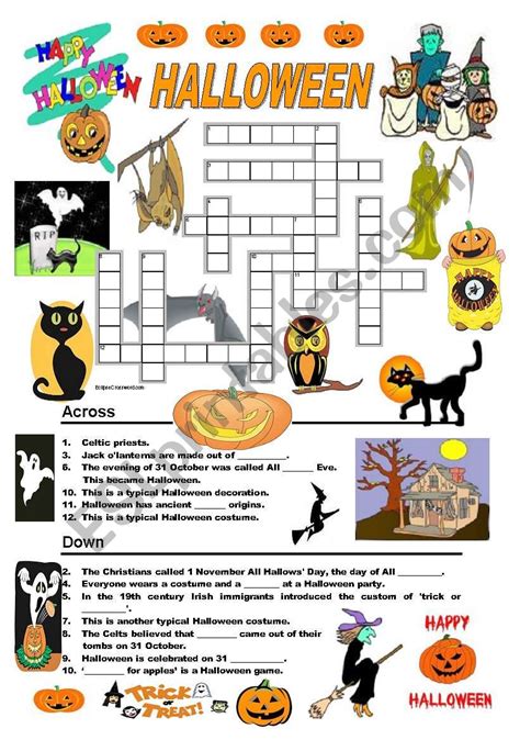 Halloween Crossword Esl Worksheet By Ildibildi