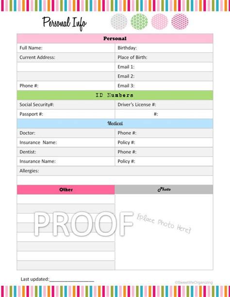 Hub family organizer also permits to write messages and publish photos. Personal Information Organizer - Email, ID Numbers, Passwords, Birthday Organizing Printable ...