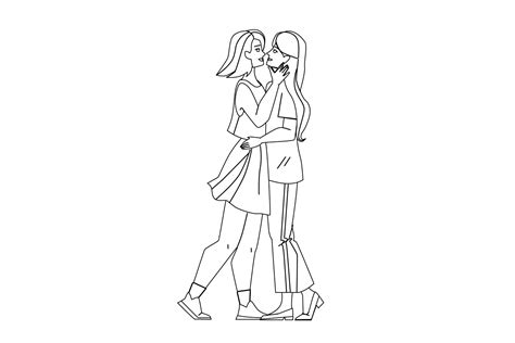 Lesbian Couple Kiss And Embrace Together Graphic By Sevvectors · Creative Fabrica
