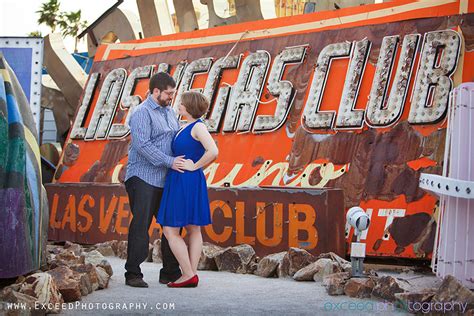 neon museum engagement photo session heather and brian creative las vegas wedding photographer