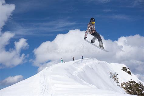 Snowboard Rider Jumping On Mountains Extreme Snowboard Freeride Sport