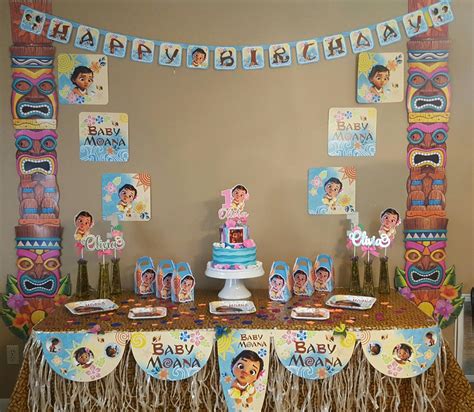 Baby Moana Themed Cake Table 1st Birthday Party Themes Birthday